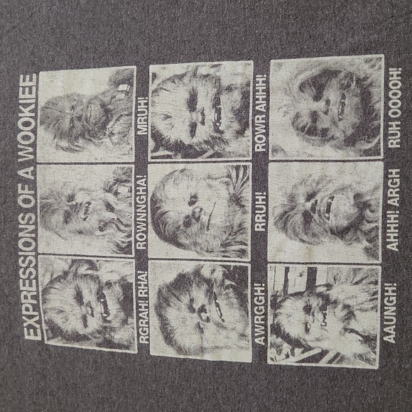 STAR Wars Gray Expressions of a Wookie T-shirt - Picture 2 of 4